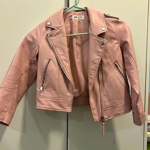H&M girls fake leather pink jacket. Like new!